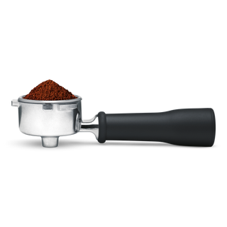 Sage Bambino_portafilter 54mm with espresso grounds