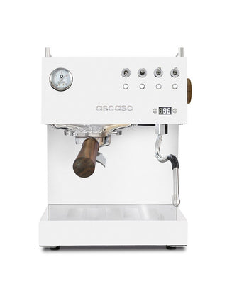 Ascaso Steel UNO PID espresso machine in white, semi-professional with 60mm portafilter and PID control - Front