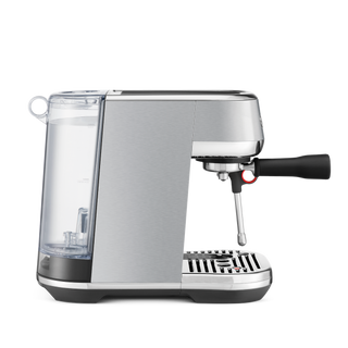 Sage Bambino Plus espresso machine in stainless steel with 54mm portafilter side image assembled with reservoir 1.9l